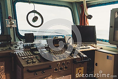 Captain's Cabin View From The Inside, Point Of View Shot Stock Photo