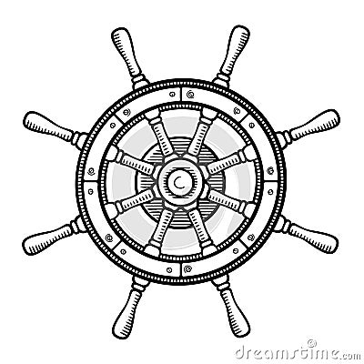 Captain's Wheel In Black And White Stock Vector - Image: 42372877