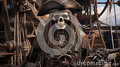 captain skeleton pirate Cartoon Illustration
