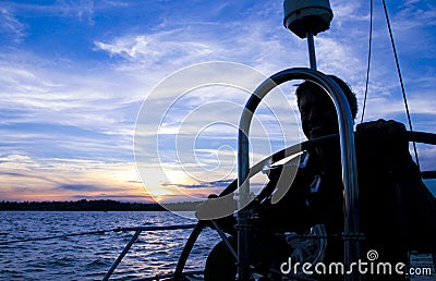 Captain at the Wheel Stock Photo