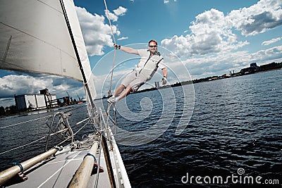 Captain on a yacht Stock Photo