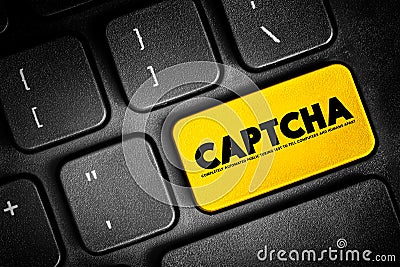 CAPTCHA - Completely Automated Public Turing test to tell Computers and Humans Apart acronym text Stock Photo