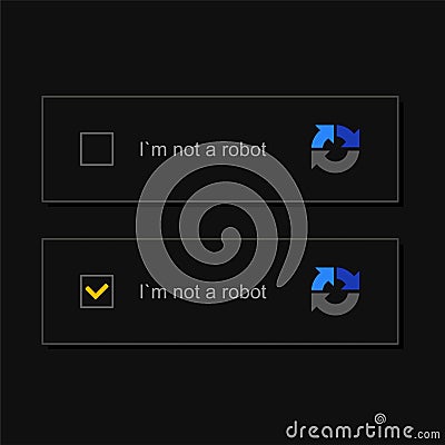 Captcha i am not a robot Set. Vector Vector Illustration