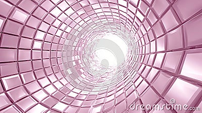 Abstract Pink Geometric Tunnel Shiny Cubic Pattern 3D Render Modern Design Background AI generated. Stock Photo