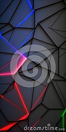 A captivating abstract neon wallpaper featuring a mesmerizing background of neon triangles - Generative AI Stock Photo