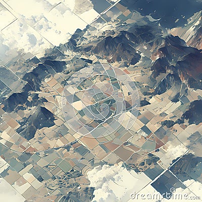Aerial Perspective of Mountainous Landscape Stock Photo
