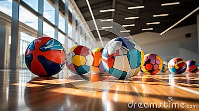 Vibrant Motion: Dynamic Team Sports in Modern Indoor Facility Stock Photo