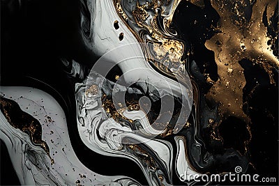 Gleaming Whirls: AI Generated Abstract Texture Photography of White Gold Swirls on Artificial Marble Cartoon Illustration