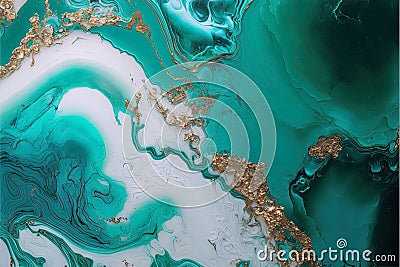 Tranquil Cyan Whirls: AI Generated Abstract Texture Photography of Cyan Intricate Pattern on Artificial Marble Cartoon Illustration