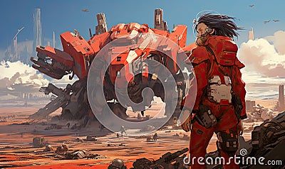 The captivating anime key visual depicted a space traveler exploring a vibrant and enchanting fantasy planet Stock Photo