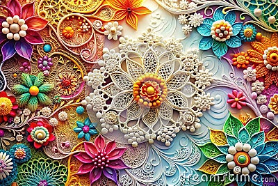 A Captivating Array of Lace Patterns Intricate Floral Geometric and Abstract Designs on a Pristine White Background for Stock Photo