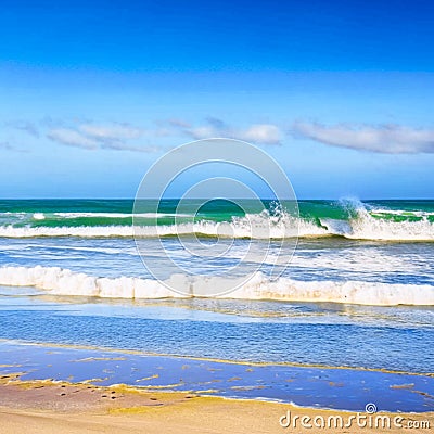 Captivating Beach Waves: Embracing the Rhythm of the Ocean Stock Photo