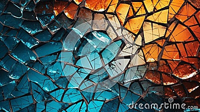 Generative AI, Fractured Fragments: Exploring Abstract Patterns in Shattered Glass Stock Photo