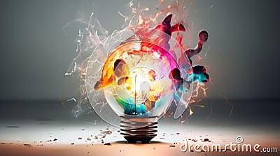 Stunning Explosions: Colorful Bulbs Captured with JCf's Award-winning Photography Stock Photo