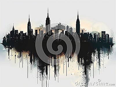 New York City Skyline. Black and white cityscape. Urban scene Stock Photo