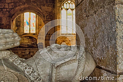 A captivating close-up of the exquisite alabaster effigy, one of six, honouring Harewood and Gawthorpe estate owners at All Saint Editorial Stock Photo