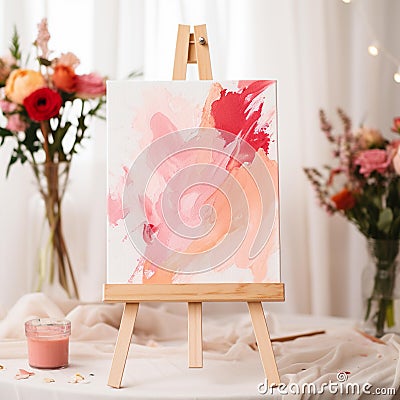 Vibrant Love: Abstract Artwork in Red and Pink Stock Photo