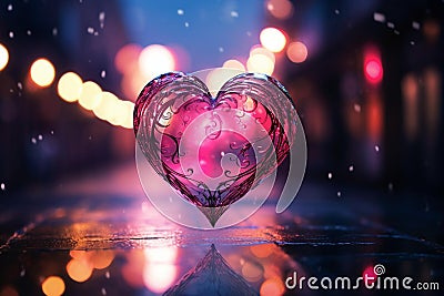 Vibrant Emotions: Abstract Heart Shape with Raindrops Stock Photo