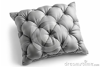 Ai Generative Close up of a grey pillow on white background Stock Photo