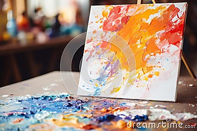 Vibrant Watercolor Splatters on White Canvas Stock Photo