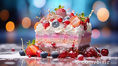 Close up shot of a Fruit cake on fancy table, Stock Photo