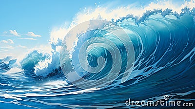 Captivating Coastal Beauty: A Breathtaking Scroll of a Tsunami B Stock Photo