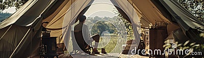 A captivating cold open for a series set in a luxury glamping site, interrupted by a humorous photobomb, followed by a witty Stock Photo