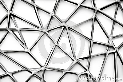 Abstract wireframe geometric shapes on a monochrome brutalist background with intricate grid patterns Stock Photo