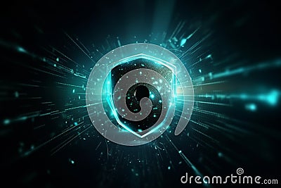 Cyber security concept. 3d rendering toned image double exposure Ai generative Stock Photo