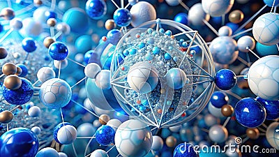 Abstract Microscopic Anomaly A Stunning 3D Visualization of Altered Particle Structures in Vivid White and Blue Stock Photo