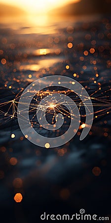 Captivating Data Points Visualization with Dramatic Light and Realistic Depth in Abstract Background Stock Photo
