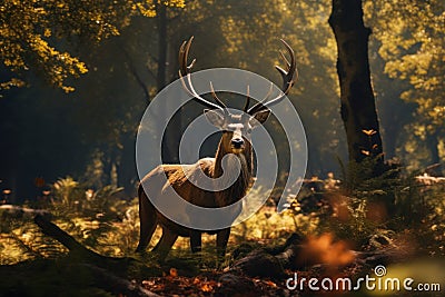 Captivating Deer forest closeup. Generate Ai Stock Photo