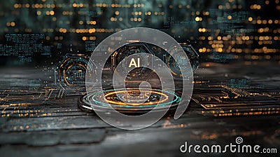 Exploring the Futuristic Intersection of Time and Technology: A Glowing Clock Symbolizing Artificial Intelligence Stock Photo