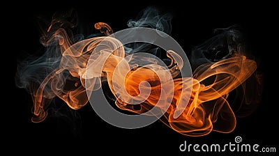Fiery Dance: The Intertwining of Flame and Smoke Stock Photo