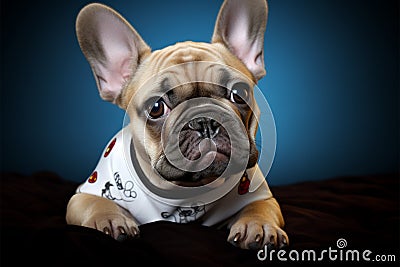 Captivating French Bulldog puppy portrait brings out its endearing hilarity Stock Photo