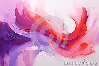 Ethereal Love: Vibrant Fluid Brush Strokes in Red, Pink, and Purple Stock Photo