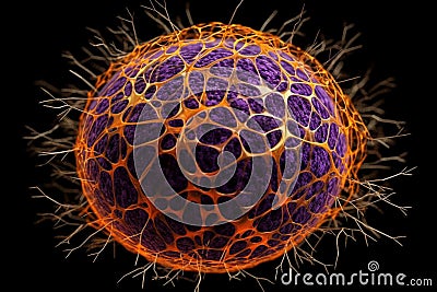Cancer cell or tumor illustration in high detail as a medical science background Ai Generative Cartoon Illustration