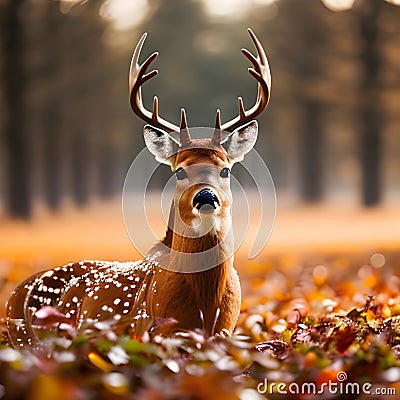 Wildlife: A Graceful Deer Amidst Nature's Beauty. Stock Photo