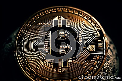 Ai Generative Bitcoin on abstract background. Cryptocurrency concept Stock Photo