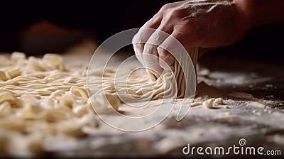 Hand making fresh Italian pasta Stock Photo