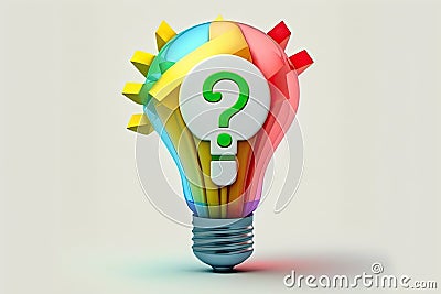 Light bulb with question mark on white background Cartoon Illustration
