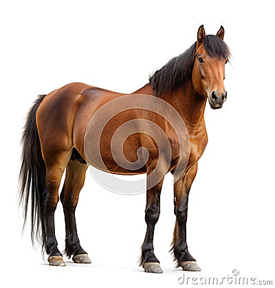 Powerful brown horse with shiny coat standing Stock Photo