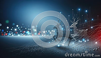 Mystical Deer in Enchanted Winter Night, AI Generated Stock Photo