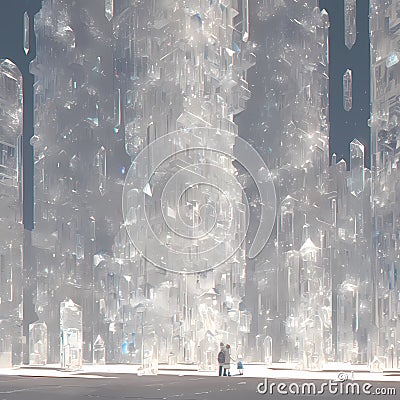 Ethereal Crystal City Atrium Stock Photo