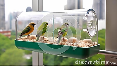 Urban Aviary Window Feeder Stock Photo