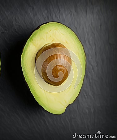 Halved Perfection: The Delicate Beauty of an Avocado Stock Photo