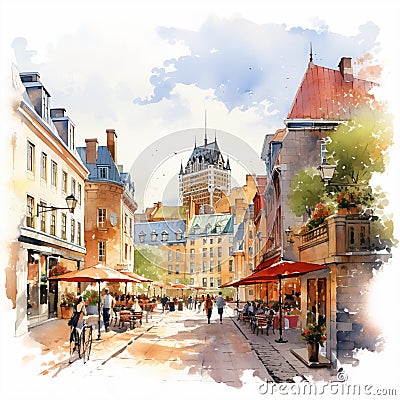Captivating Image of Quebec City's Charm and History Stock Photo