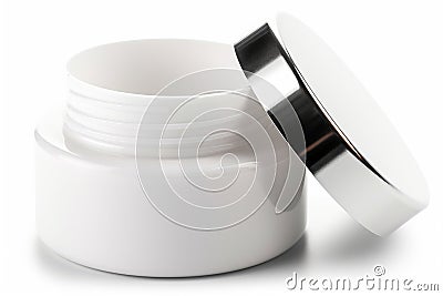 Ai Generative Cosmetic cream jar isolated on white background. Close-up Stock Photo
