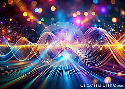 Visualizing Electromagnetic Wave Propagation A Stunning Sinusoidal Representation of Lights Speed with Bokeh Effects Stock Photo