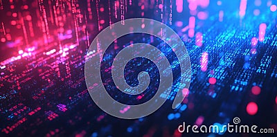 Binary Code Flow: Futuristic Digital Data Stream in Motion Stock Photo